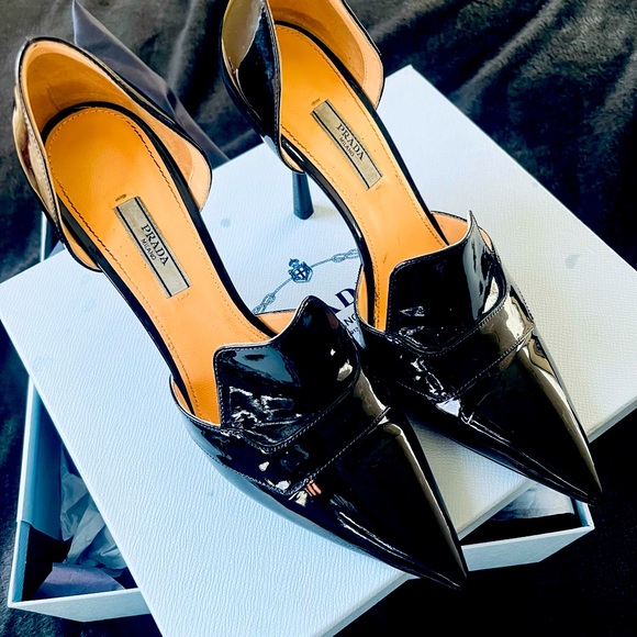 Prada Black Pointed Toe Heels - Picture 1 of 8